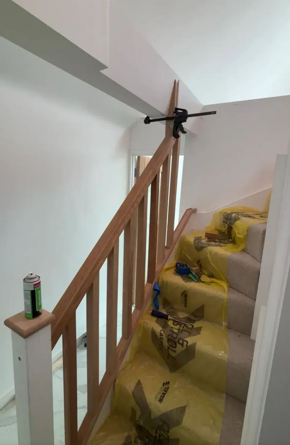 Laid floor on a landing